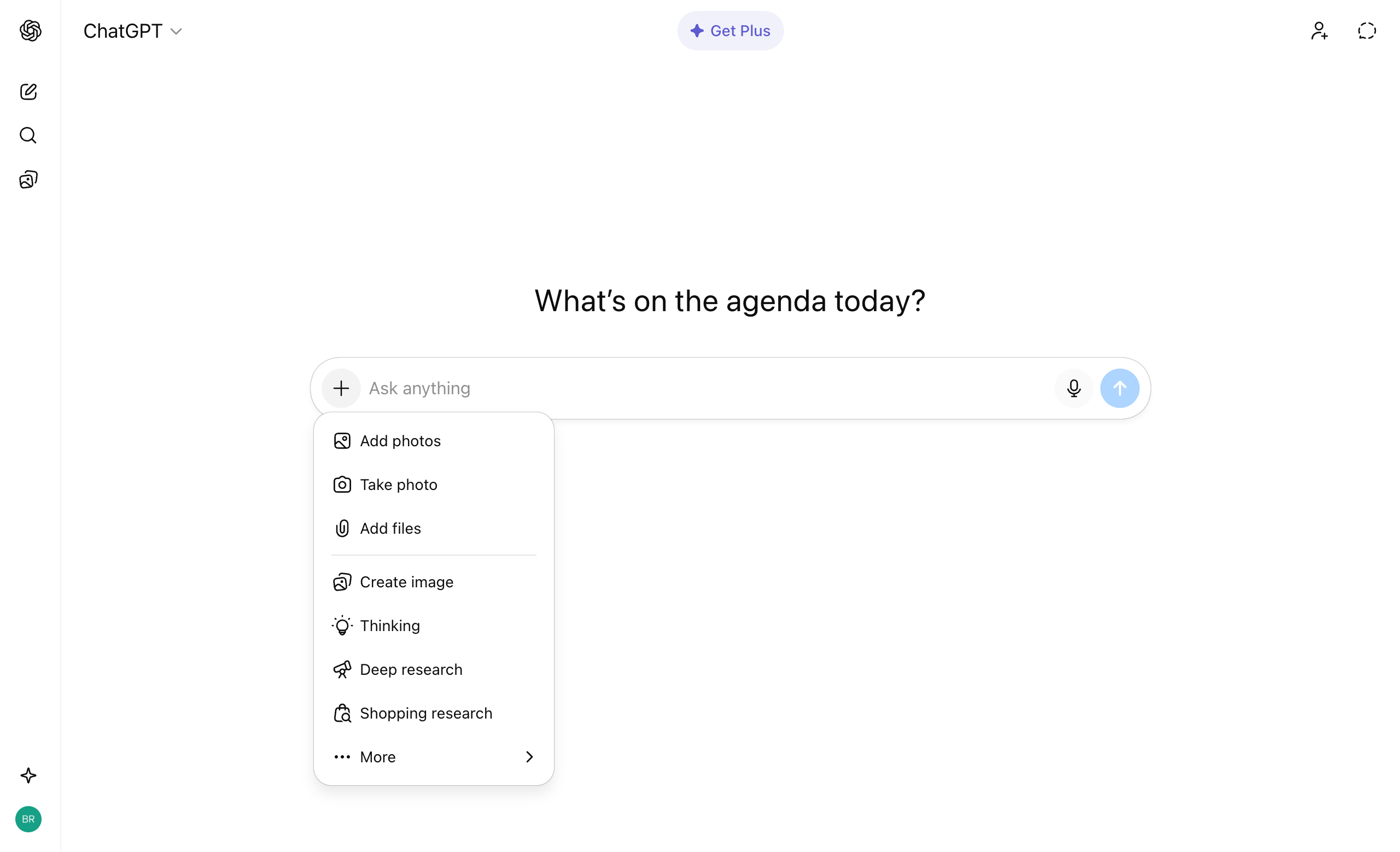ChatGPT tool selection dropdown